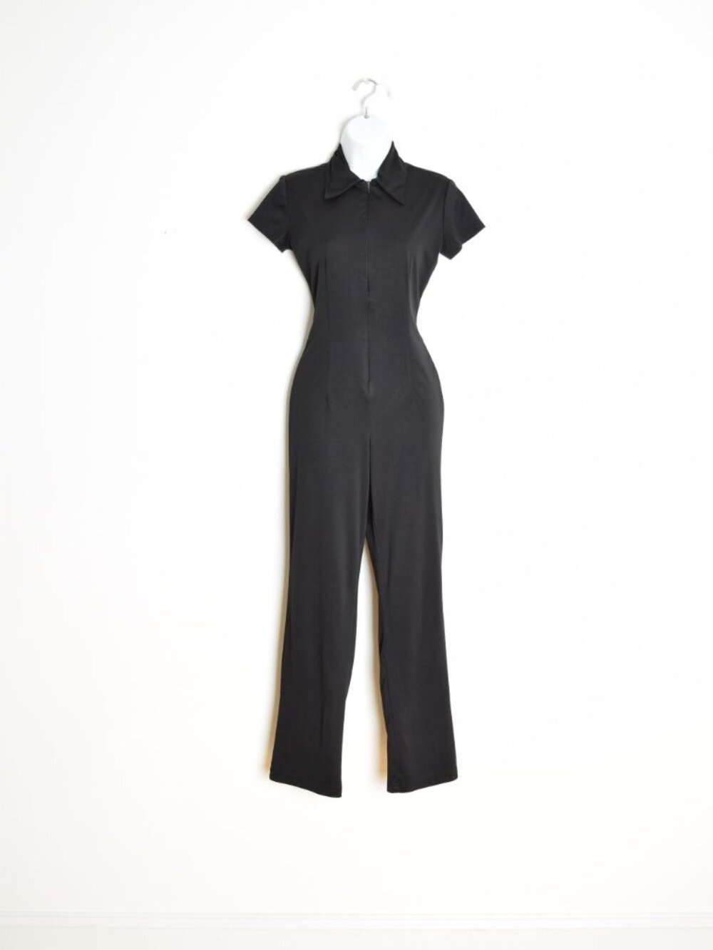 vintage 90s jumpsuit Express black pointy collar one piece outfit romper S